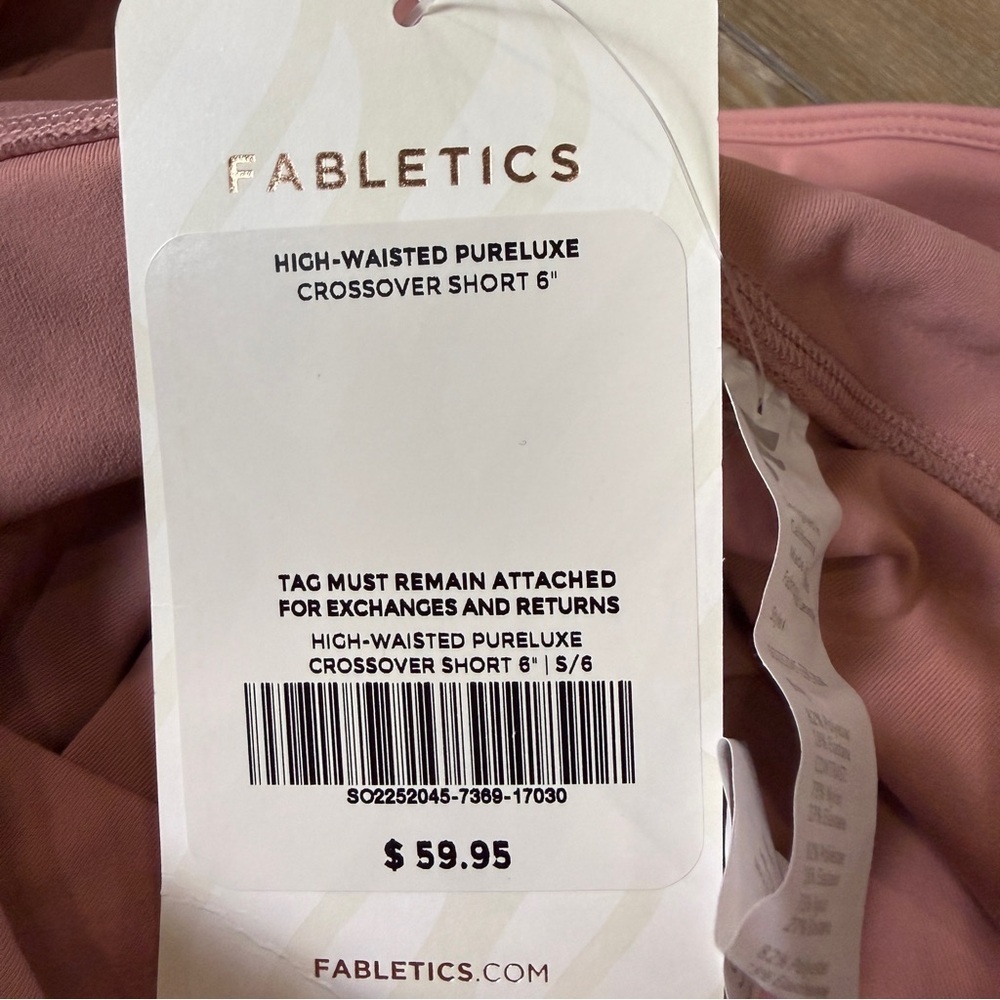Fabletics NWT Pink High-Waisted Pureluxe Crossover 6” Bike Shorts | Small - Picture 5 of 9